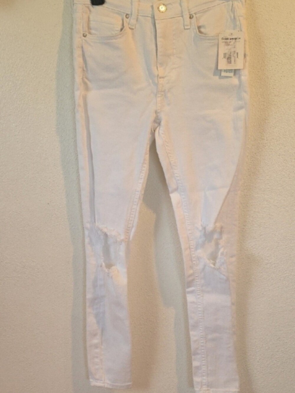 Free People White Distressed Skinny Jeans Size 27
